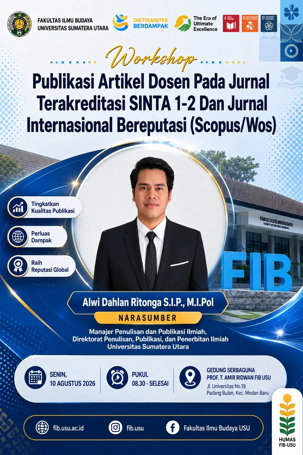 Workshop Publikasi Artikel Dosen FIB USU Dorong Peningkatan Kualitas Publikasi Ilmiah pada Jurnal Bereputasi